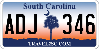 SC license plate ADJ346
