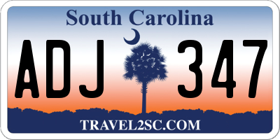 SC license plate ADJ347