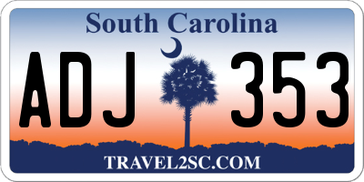 SC license plate ADJ353
