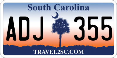 SC license plate ADJ355