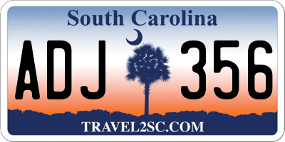 SC license plate ADJ356
