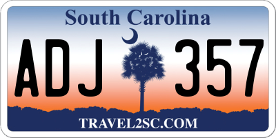 SC license plate ADJ357