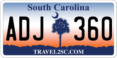 SC license plate ADJ360