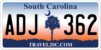 SC license plate ADJ362