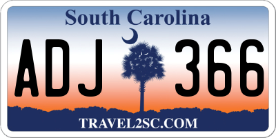 SC license plate ADJ366