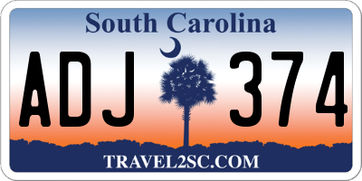 SC license plate ADJ374