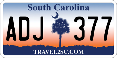 SC license plate ADJ377