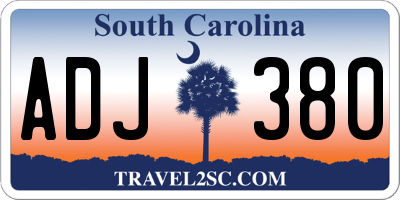 SC license plate ADJ380