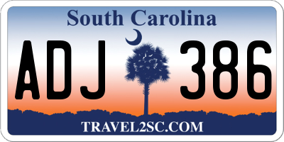 SC license plate ADJ386