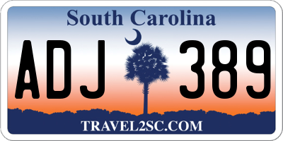 SC license plate ADJ389