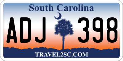 SC license plate ADJ398
