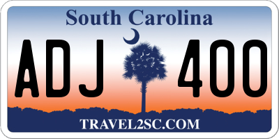 SC license plate ADJ400