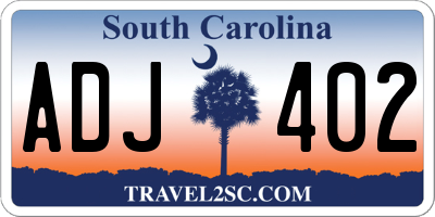 SC license plate ADJ402