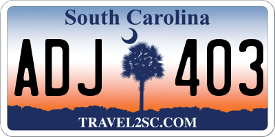 SC license plate ADJ403