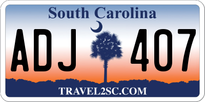 SC license plate ADJ407