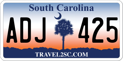 SC license plate ADJ425
