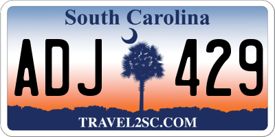 SC license plate ADJ429