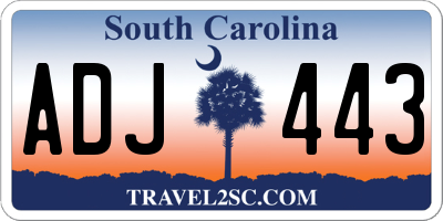 SC license plate ADJ443