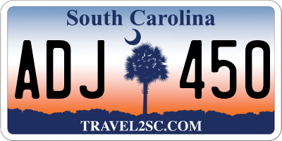 SC license plate ADJ450