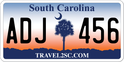 SC license plate ADJ456