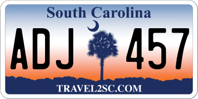 SC license plate ADJ457