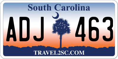 SC license plate ADJ463
