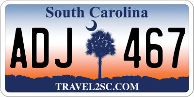 SC license plate ADJ467