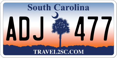 SC license plate ADJ477