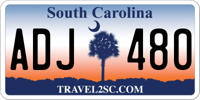 SC license plate ADJ480