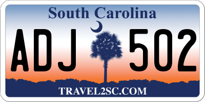 SC license plate ADJ502
