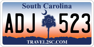 SC license plate ADJ523