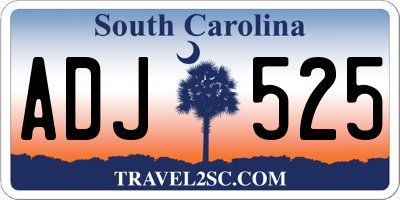 SC license plate ADJ525