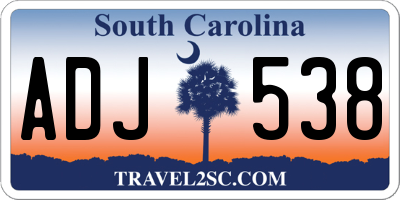 SC license plate ADJ538