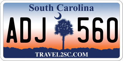 SC license plate ADJ560