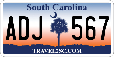 SC license plate ADJ567