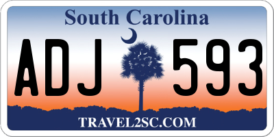 SC license plate ADJ593