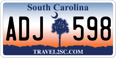 SC license plate ADJ598