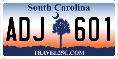 SC license plate ADJ601