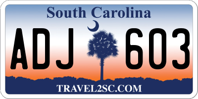 SC license plate ADJ603