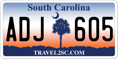 SC license plate ADJ605