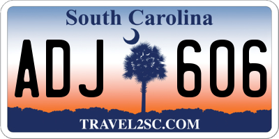 SC license plate ADJ606
