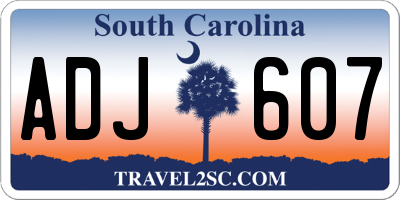 SC license plate ADJ607