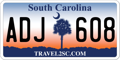 SC license plate ADJ608