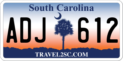 SC license plate ADJ612