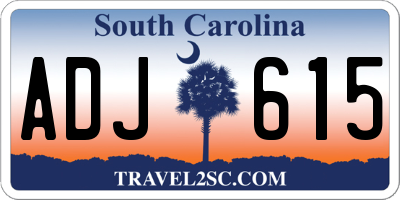 SC license plate ADJ615