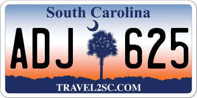 SC license plate ADJ625