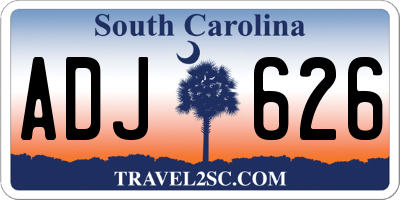 SC license plate ADJ626