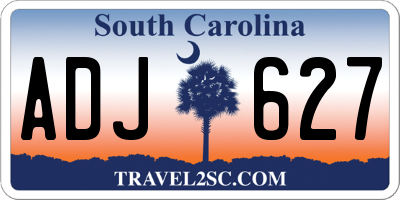 SC license plate ADJ627