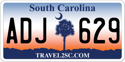 SC license plate ADJ629