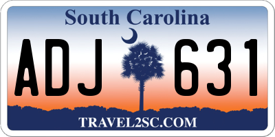 SC license plate ADJ631